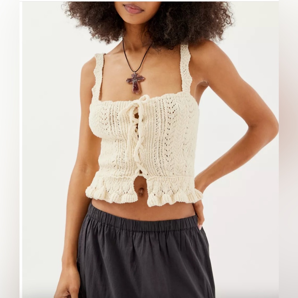 UO Carmella Lace-Up Sweater Tank Top